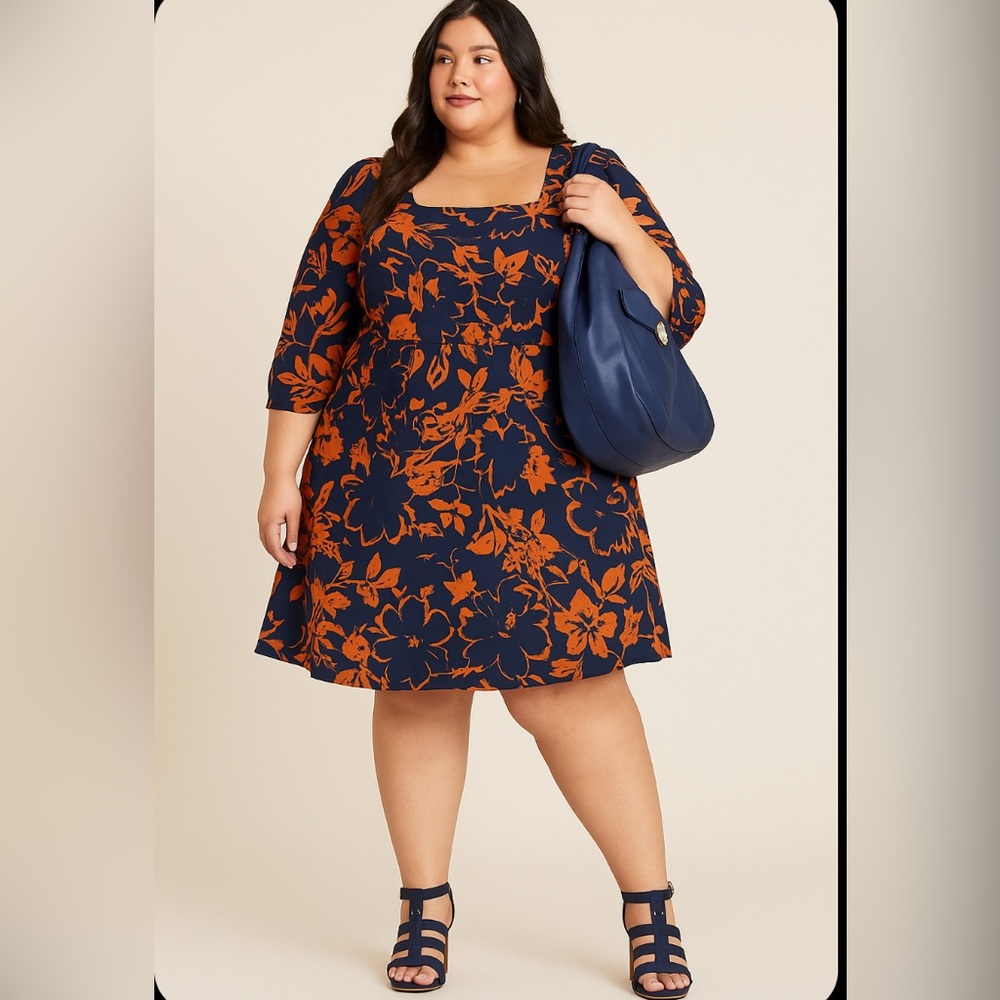 Terra & Sky Navy and burnt orange Patterned Apparel